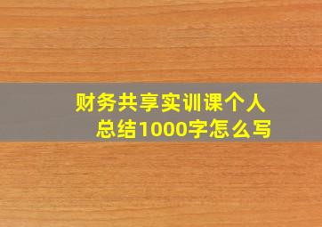 财务共享实训课个人总结1000字怎么写