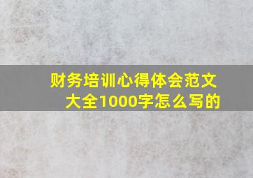 财务培训心得体会范文大全1000字怎么写的