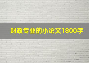 财政专业的小论文1800字