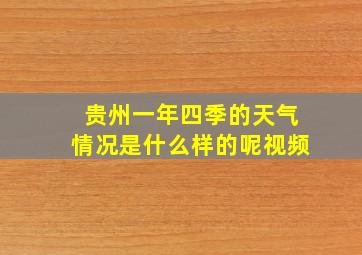 贵州一年四季的天气情况是什么样的呢视频