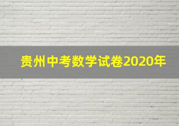 贵州中考数学试卷2020年