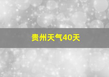 贵州天气40天