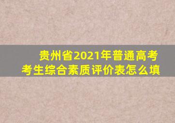 贵州省2021年普通高考考生综合素质评价表怎么填