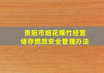 贵阳市烟花爆竹经营储存燃放安全管理办法