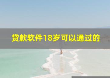 贷款软件18岁可以通过的