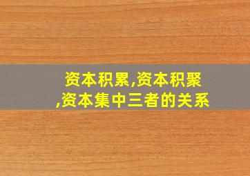 资本积累,资本积聚,资本集中三者的关系