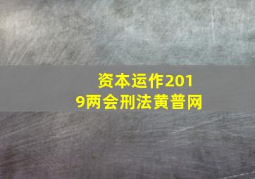 资本运作2019两会刑法黄普网