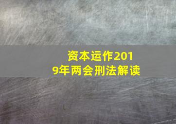 资本运作2019年两会刑法解读