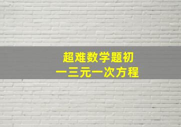 超难数学题初一三元一次方程