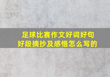 足球比赛作文好词好句好段摘抄及感悟怎么写的