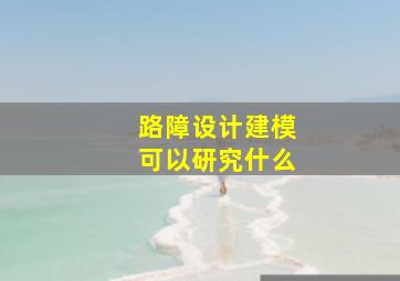 路障设计建模可以研究什么