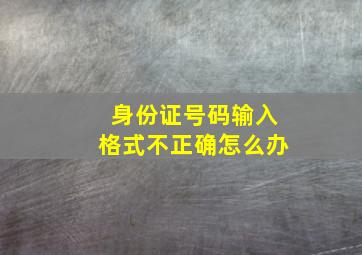 身份证号码输入格式不正确怎么办