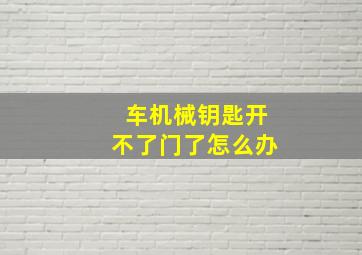 车机械钥匙开不了门了怎么办