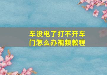 车没电了打不开车门怎么办视频教程