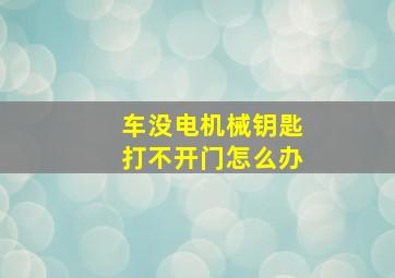 车没电机械钥匙打不开门怎么办