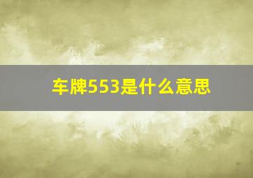 车牌553是什么意思