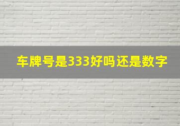 车牌号是333好吗还是数字