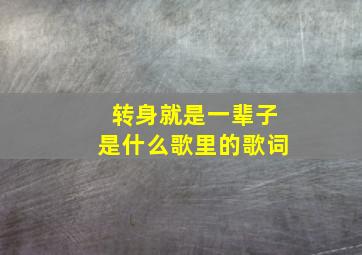 转身就是一辈子是什么歌里的歌词