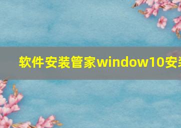 软件安装管家window10安装