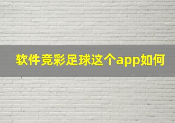 软件竞彩足球这个app如何