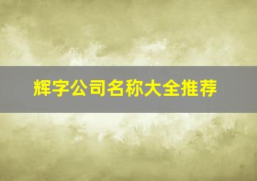 辉字公司名称大全推荐