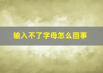 输入不了字母怎么回事