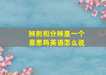 辨别和分辨是一个意思吗英语怎么说