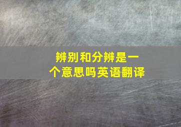 辨别和分辨是一个意思吗英语翻译