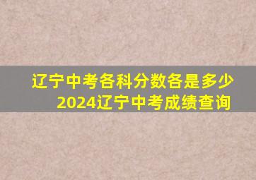 辽宁中考各科分数各是多少2024辽宁中考成绩查询