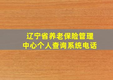 辽宁省养老保险管理中心个人查询系统电话