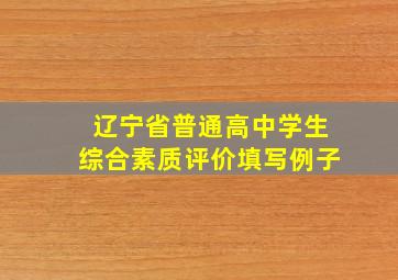 辽宁省普通高中学生综合素质评价填写例子