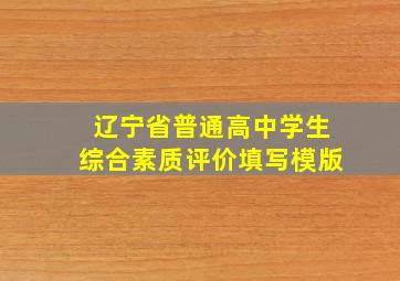 辽宁省普通高中学生综合素质评价填写模版