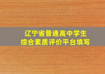 辽宁省普通高中学生综合素质评价平台填写