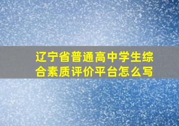 辽宁省普通高中学生综合素质评价平台怎么写