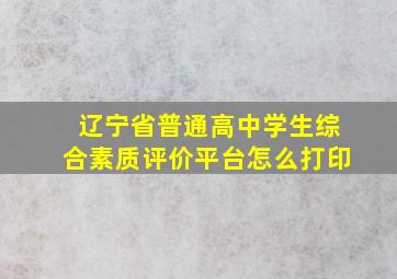 辽宁省普通高中学生综合素质评价平台怎么打印