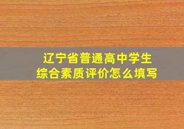 辽宁省普通高中学生综合素质评价怎么填写