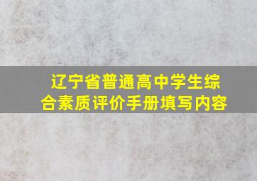 辽宁省普通高中学生综合素质评价手册填写内容