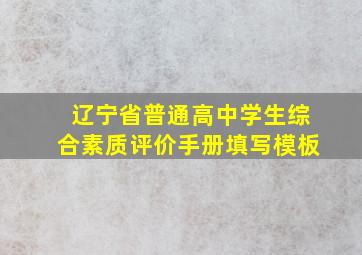 辽宁省普通高中学生综合素质评价手册填写模板