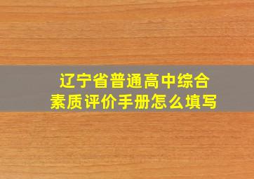 辽宁省普通高中综合素质评价手册怎么填写