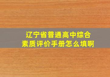 辽宁省普通高中综合素质评价手册怎么填啊