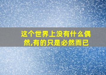 这个世界上没有什么偶然,有的只是必然而已