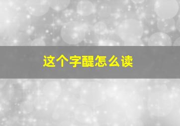 这个字醍怎么读