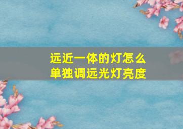 远近一体的灯怎么单独调远光灯亮度