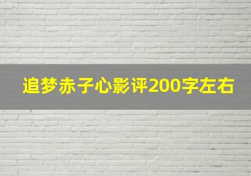 追梦赤子心影评200字左右