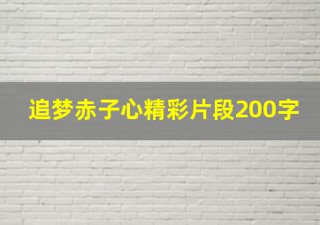 追梦赤子心精彩片段200字