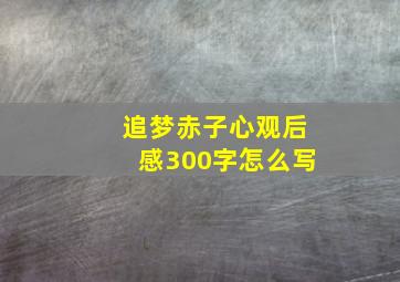 追梦赤子心观后感300字怎么写