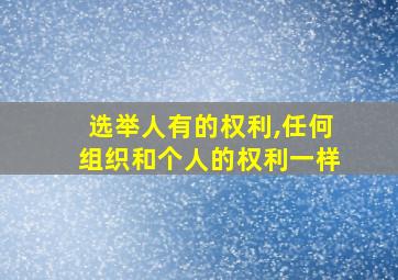 选举人有的权利,任何组织和个人的权利一样