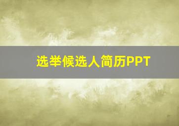 选举候选人简历PPT