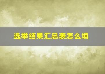 选举结果汇总表怎么填