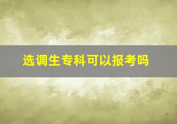 选调生专科可以报考吗